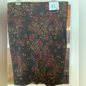 LuLaRoe Cassie Skirt in black with geometric pattern